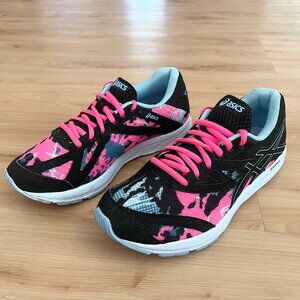 Asics Unisex Kids Amplica Running Shoes Black Pink 1014A029 Lace Up Low Top 3.5